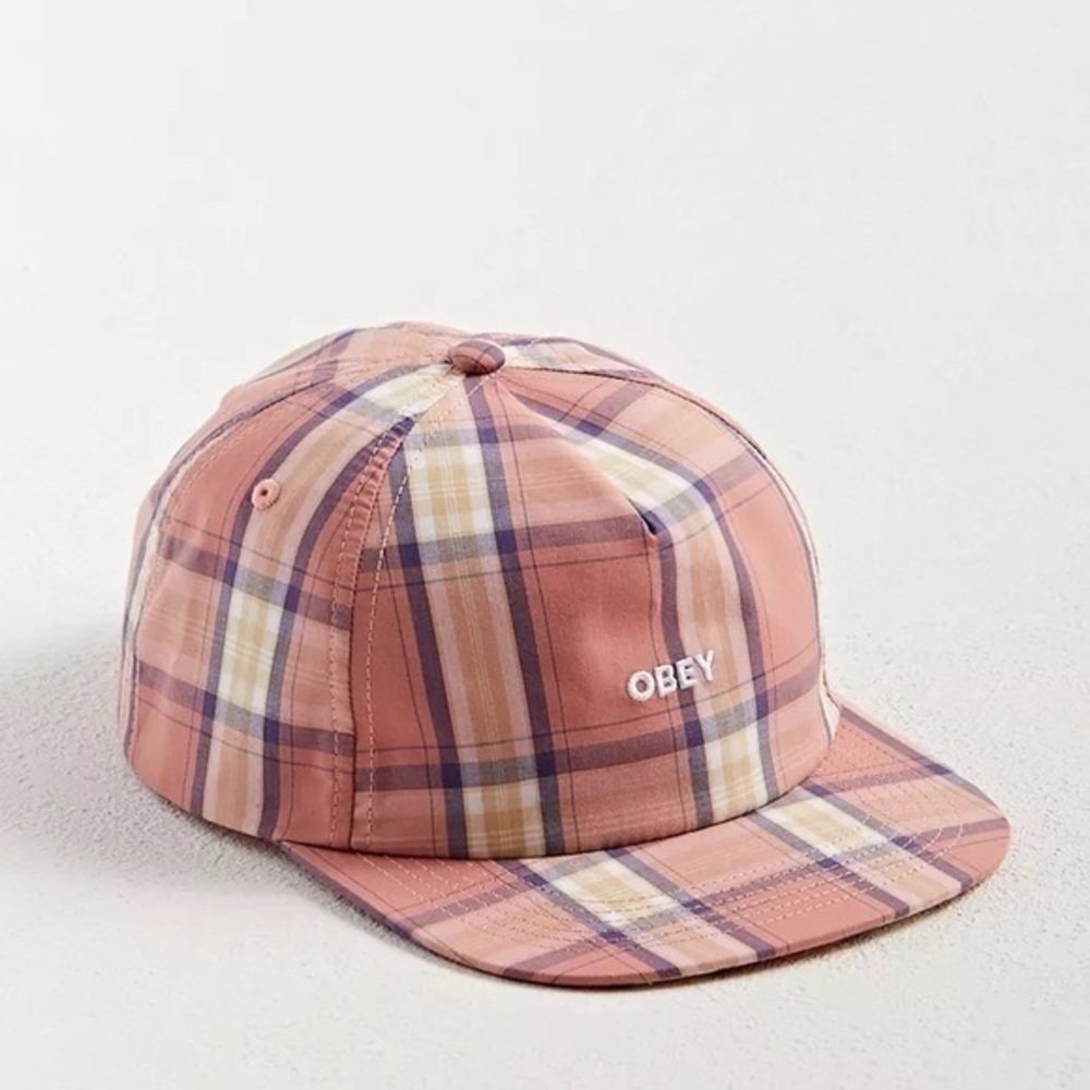 Urban Outfitters Exclusive Obey Madras Plaid Baseball Adjustable Hat New w Tags